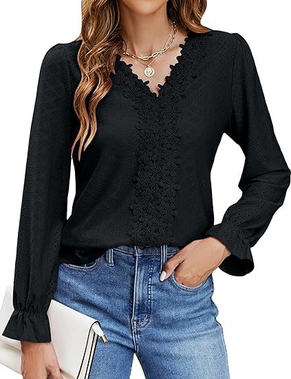 Damer elegant blus med blommönster och V-ringning Mirla-Eva Jonsson
