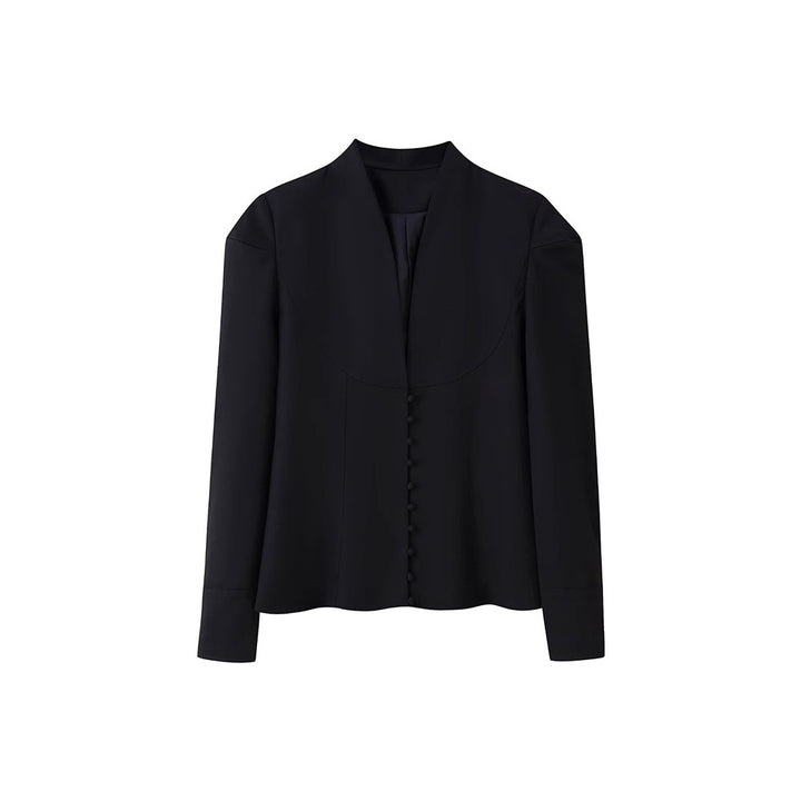 Damer elegant blus med breda slag och dekorativa knappdetaljer Mirla-Eva Jonsson