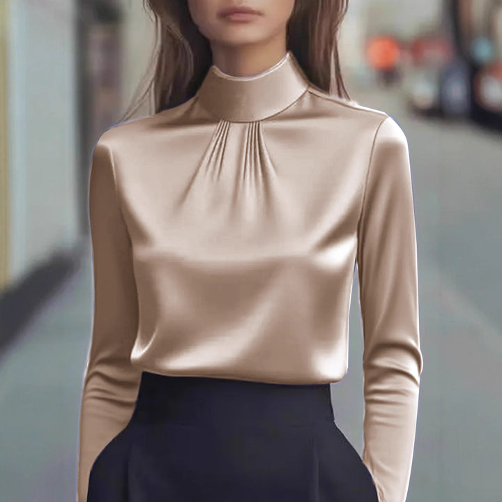 Damer elegant blus med hög krage Mirla-Eva Jonsson