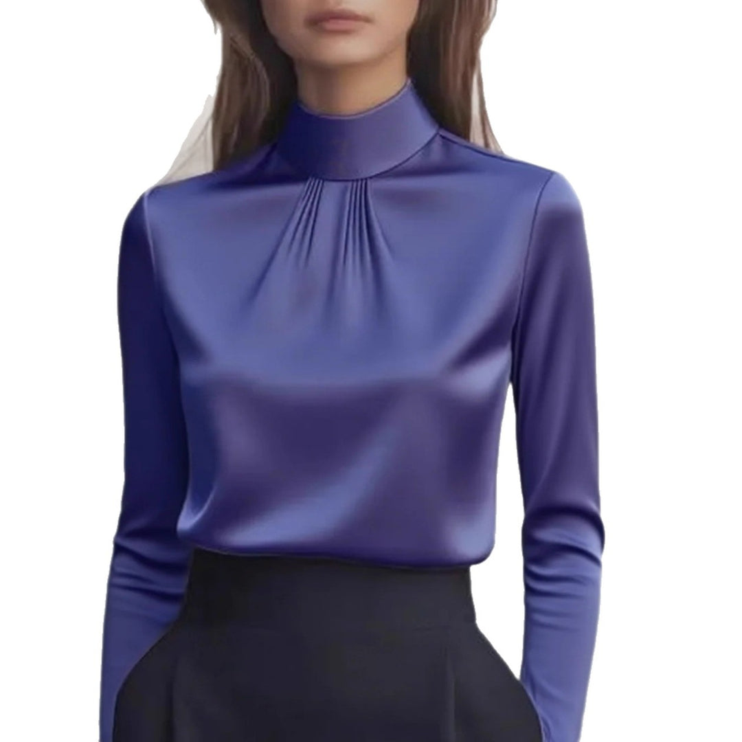 Damer elegant blus med hög krage Mirla-Eva Jonsson
