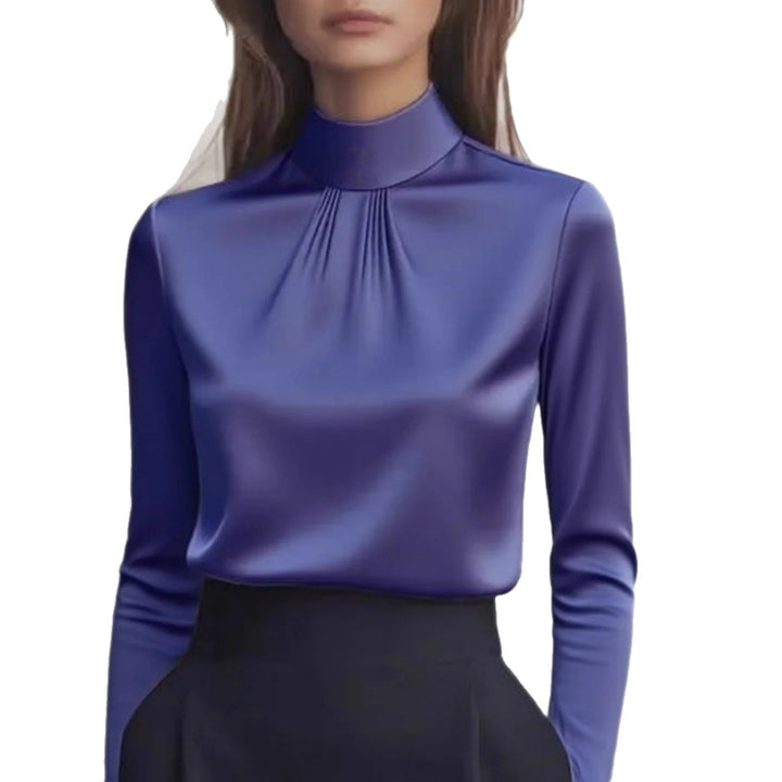 Damer elegant blus med hög krage Mirla-Eva Jonsson