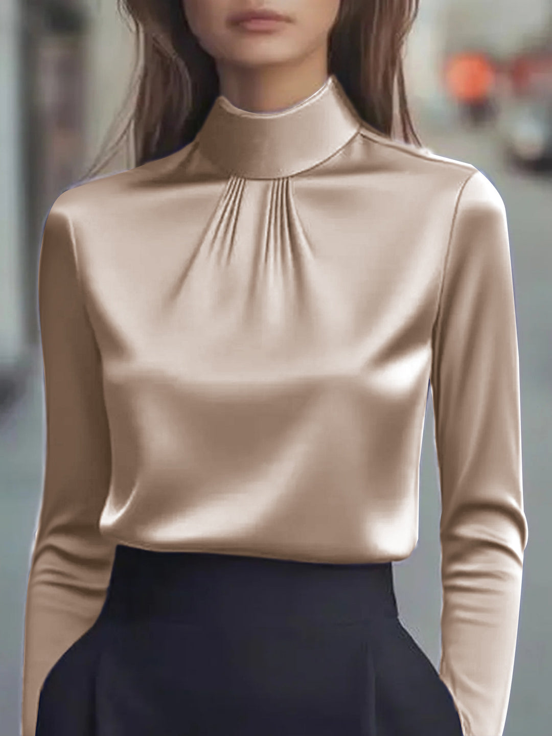 Damer elegant blus med hög krage Mirla-Eva Jonsson