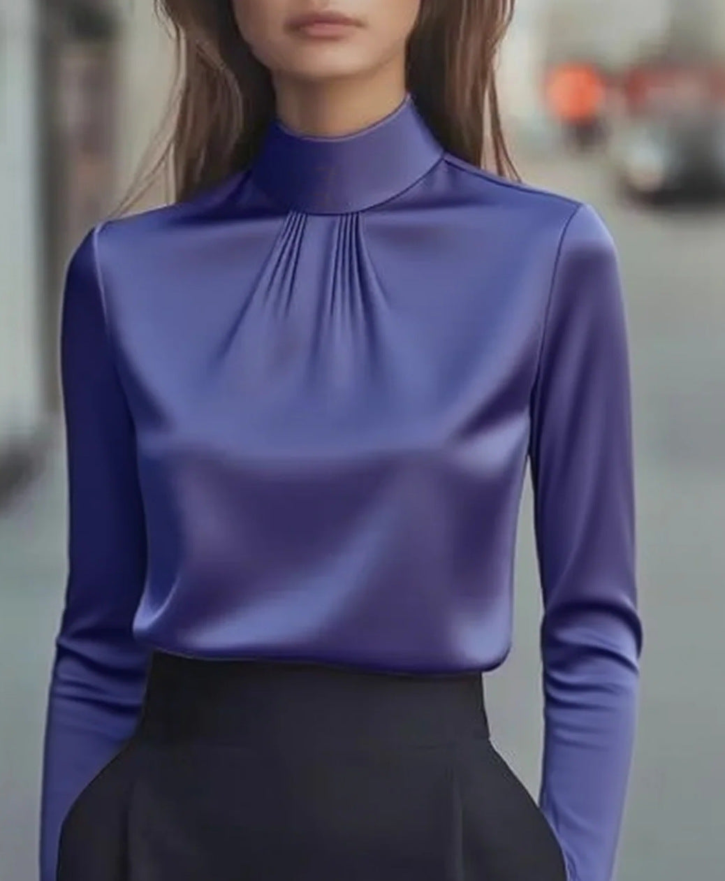 Damer elegant blus med hög krage Mirla-Eva Jonsson