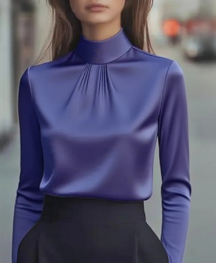 Damer elegant blus med hög krage Mirla-Eva Jonsson