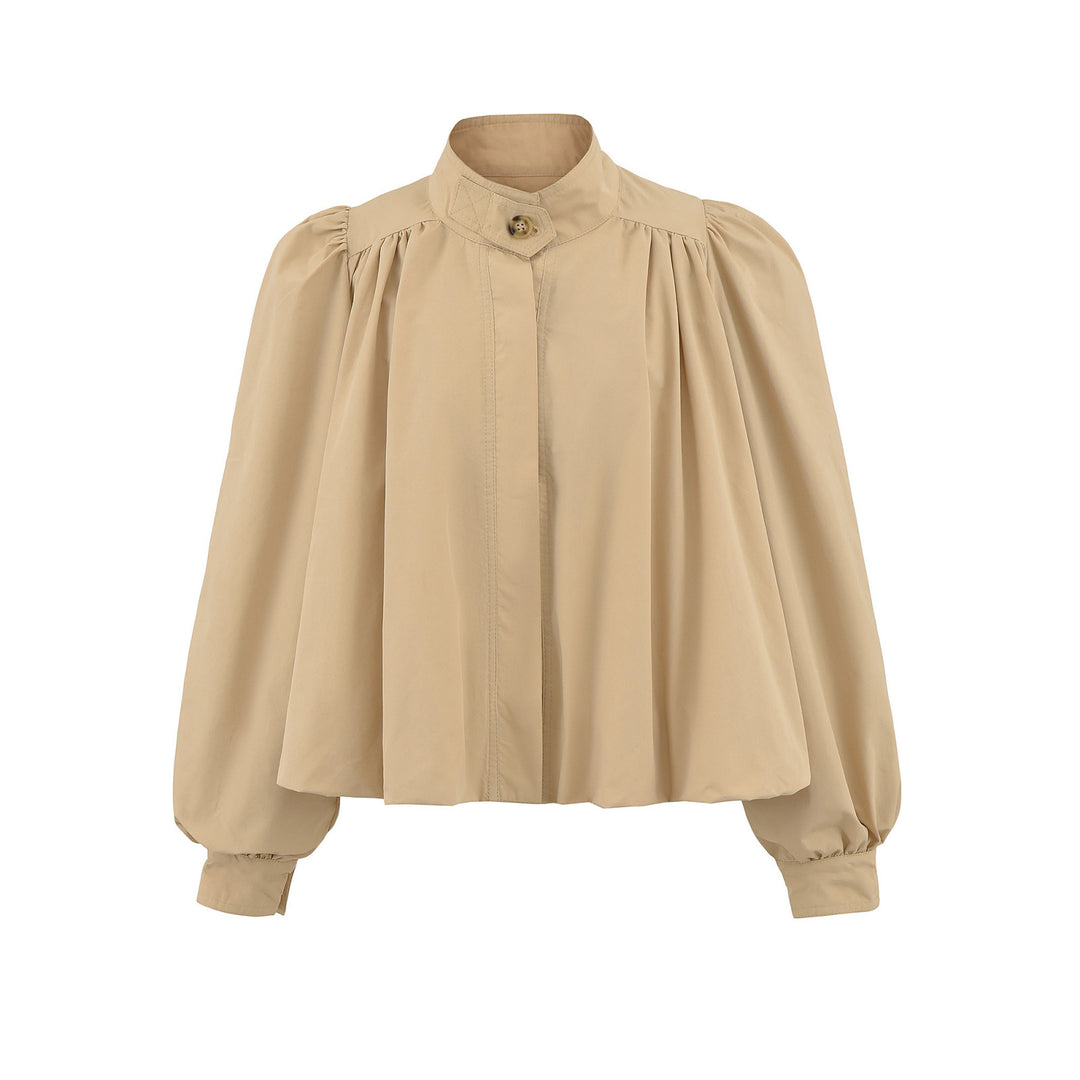 Damer elegant blus med hög krage och voluminösa ärmar Mirla-Eva Jonsson