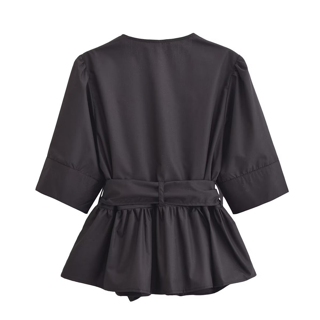 Damer elegant blus med knyt detaljer Mirla-Eva Jonsson