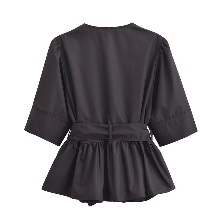 Damer elegant blus med knyt detaljer Mirla-Eva Jonsson