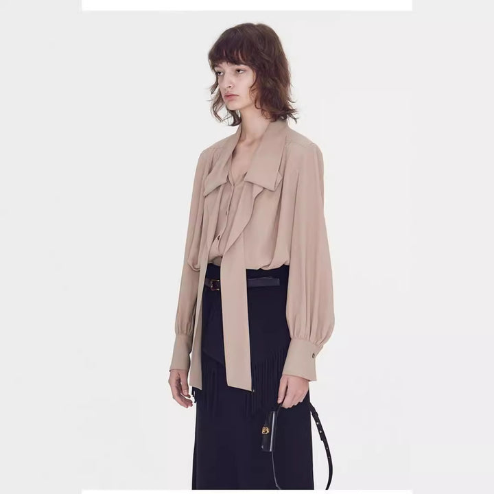 Damer elegant blus med knytbälte Mirla-Eva Jonsson