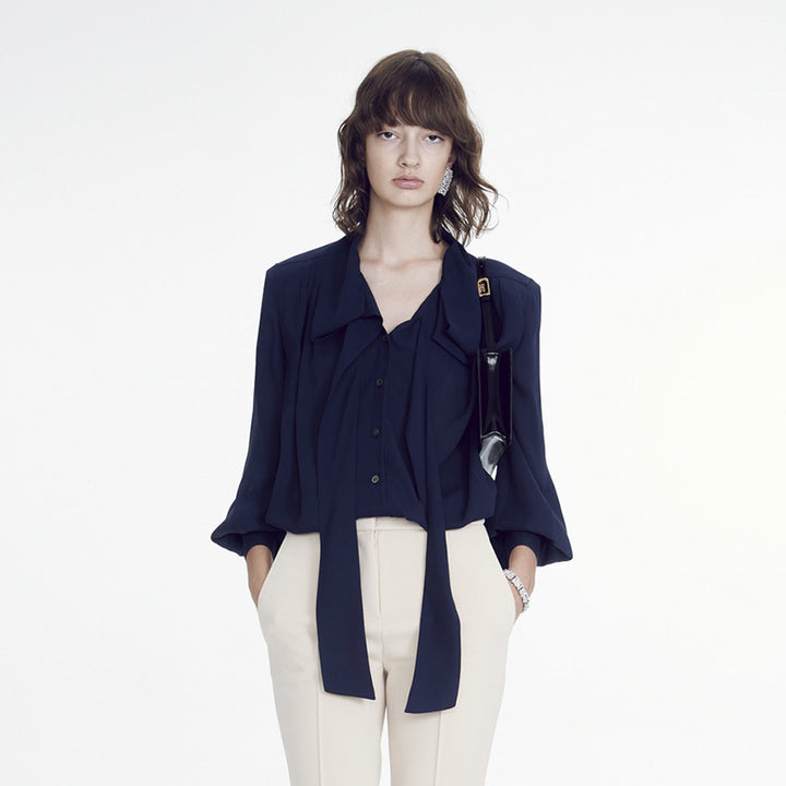 Damer elegant blus med knytbälte Mirla-Eva Jonsson