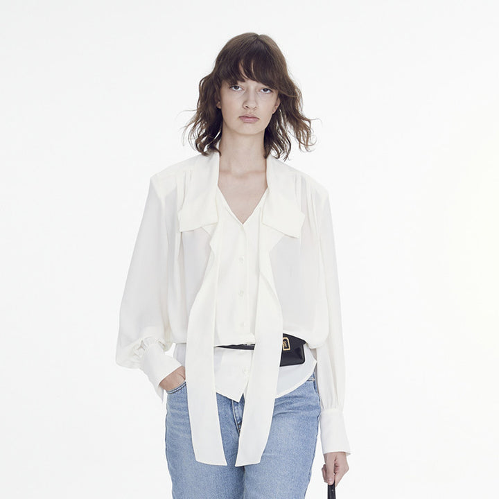 Damer elegant blus med knytbälte Mirla-Eva Jonsson