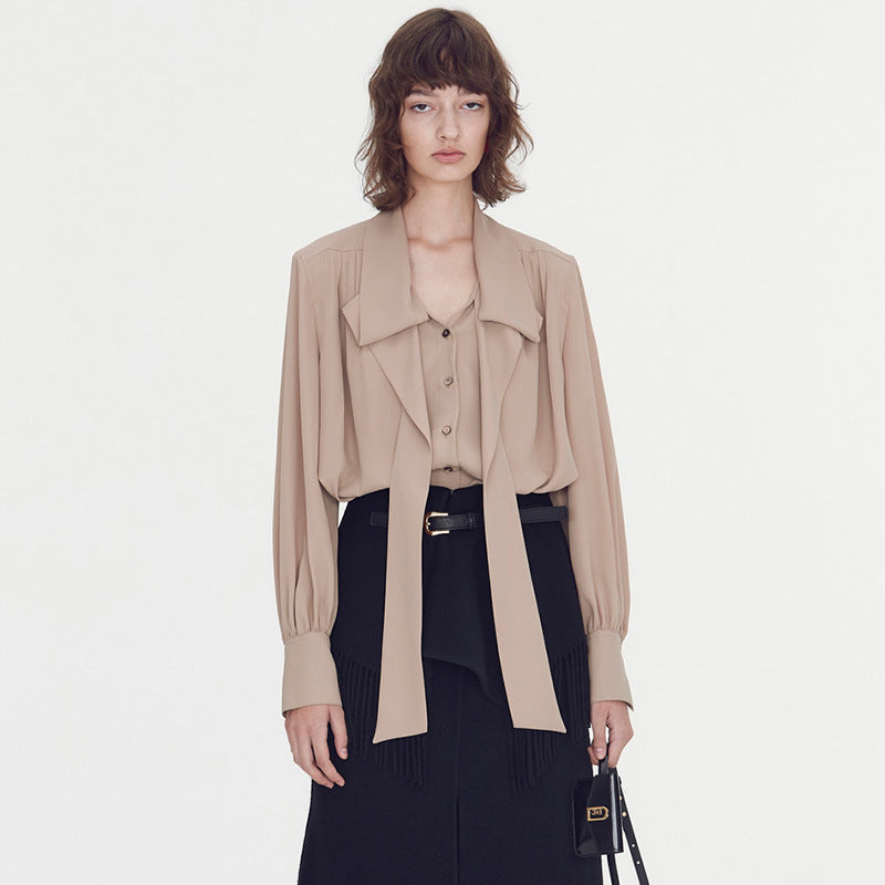 Damer elegant blus med knytbälte Mirla-Eva Jonsson