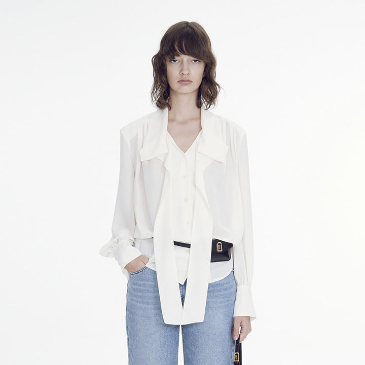 Damer elegant blus med knytning och moderna detaljer Mirla-Eva Jonsson