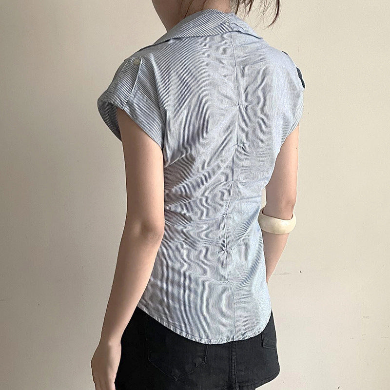 Damer elegant blus med moderna ränder Mirla-Eva Jonsson