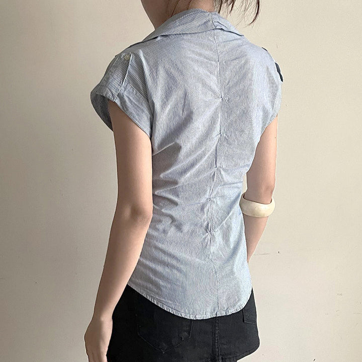 Damer elegant blus med moderna ränder Mirla-Eva Jonsson