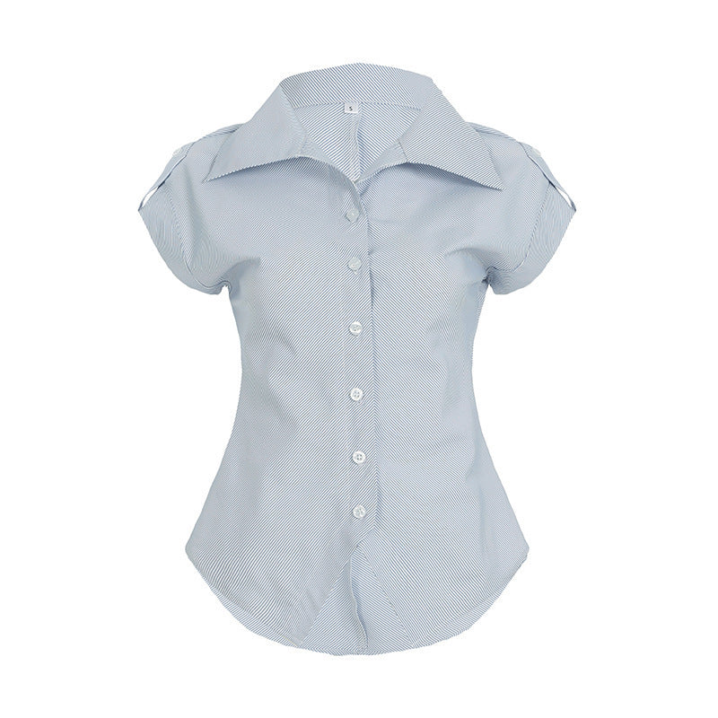 Damer elegant blus med moderna ränder Mirla-Eva Jonsson
