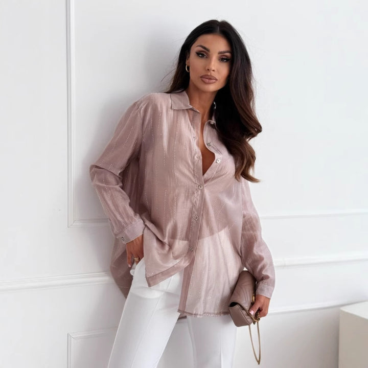 Damer elegant blus med ömtåliga glittradetaljer Mirla-Eva Jonsson