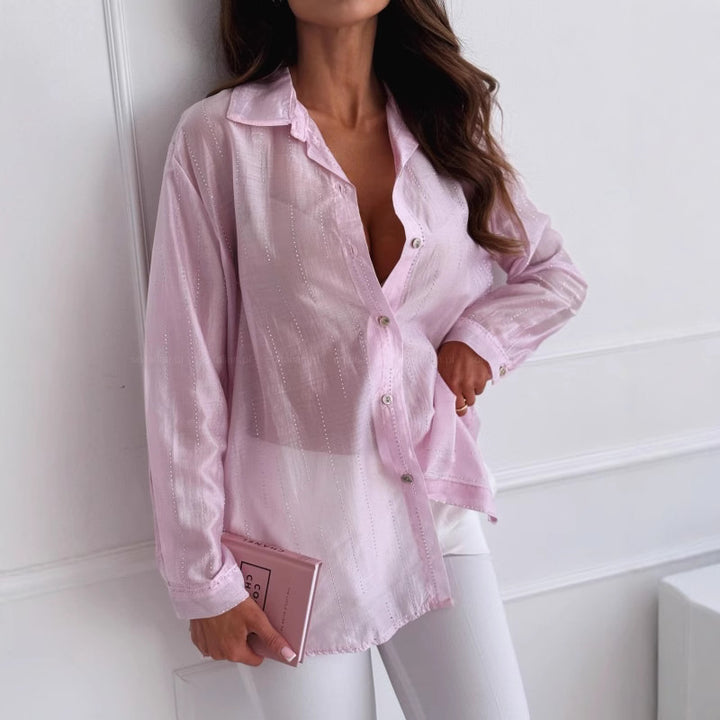 Damer elegant blus med ömtåliga glittradetaljer Mirla-Eva Jonsson