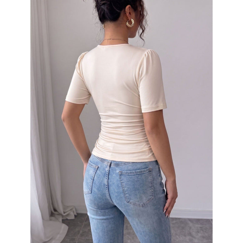 Damer elegant blus med pärldetalj Mirla-Eva Jonsson