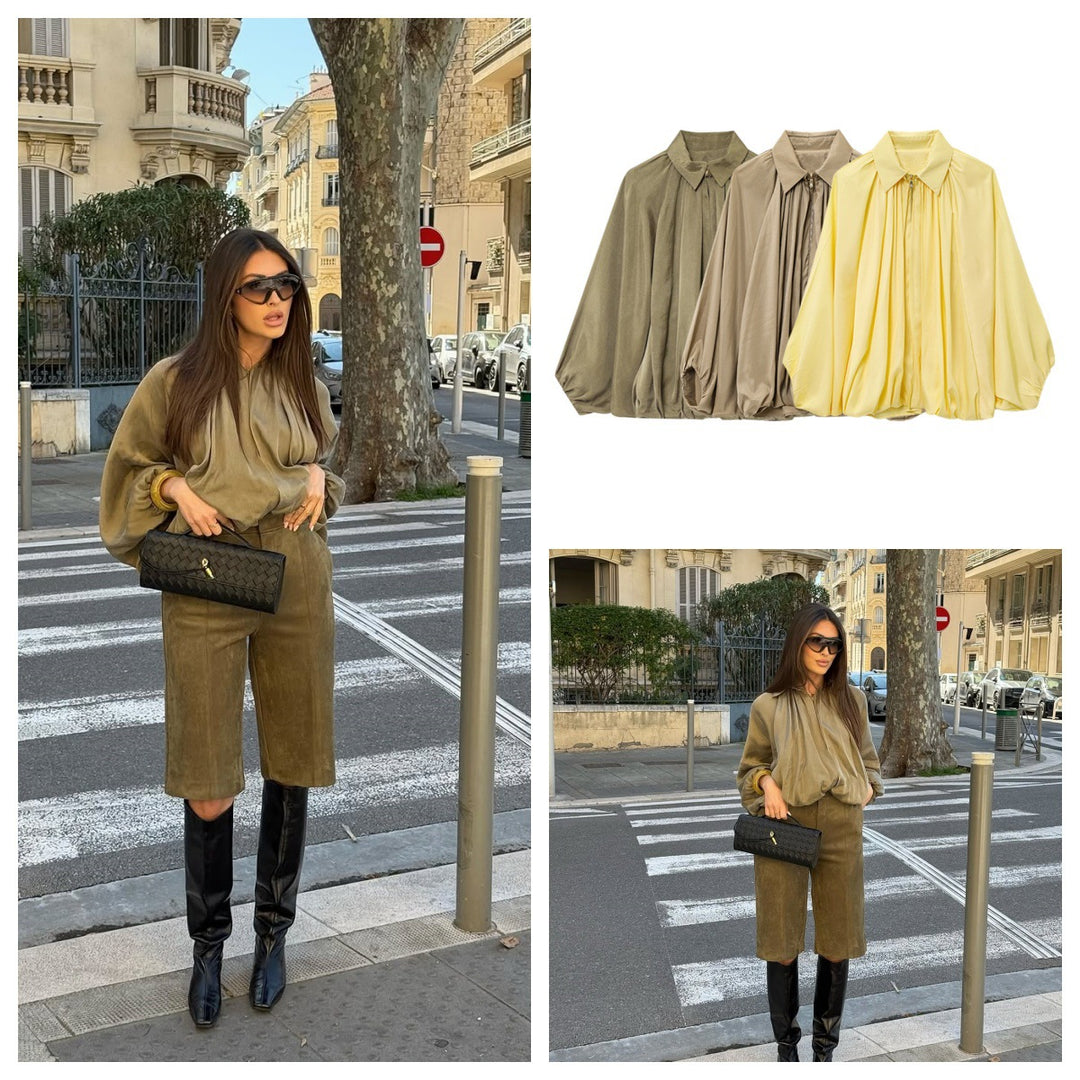 Damer elegant blus med plissédetaljer Mirla-Eva Jonsson