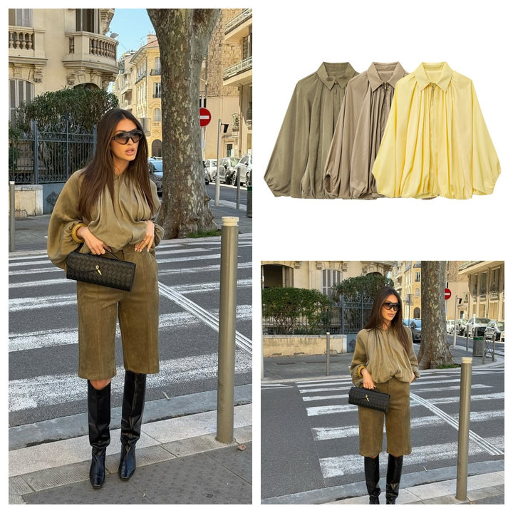 Damer elegant blus med plissédetaljer Mirla-Eva Jonsson