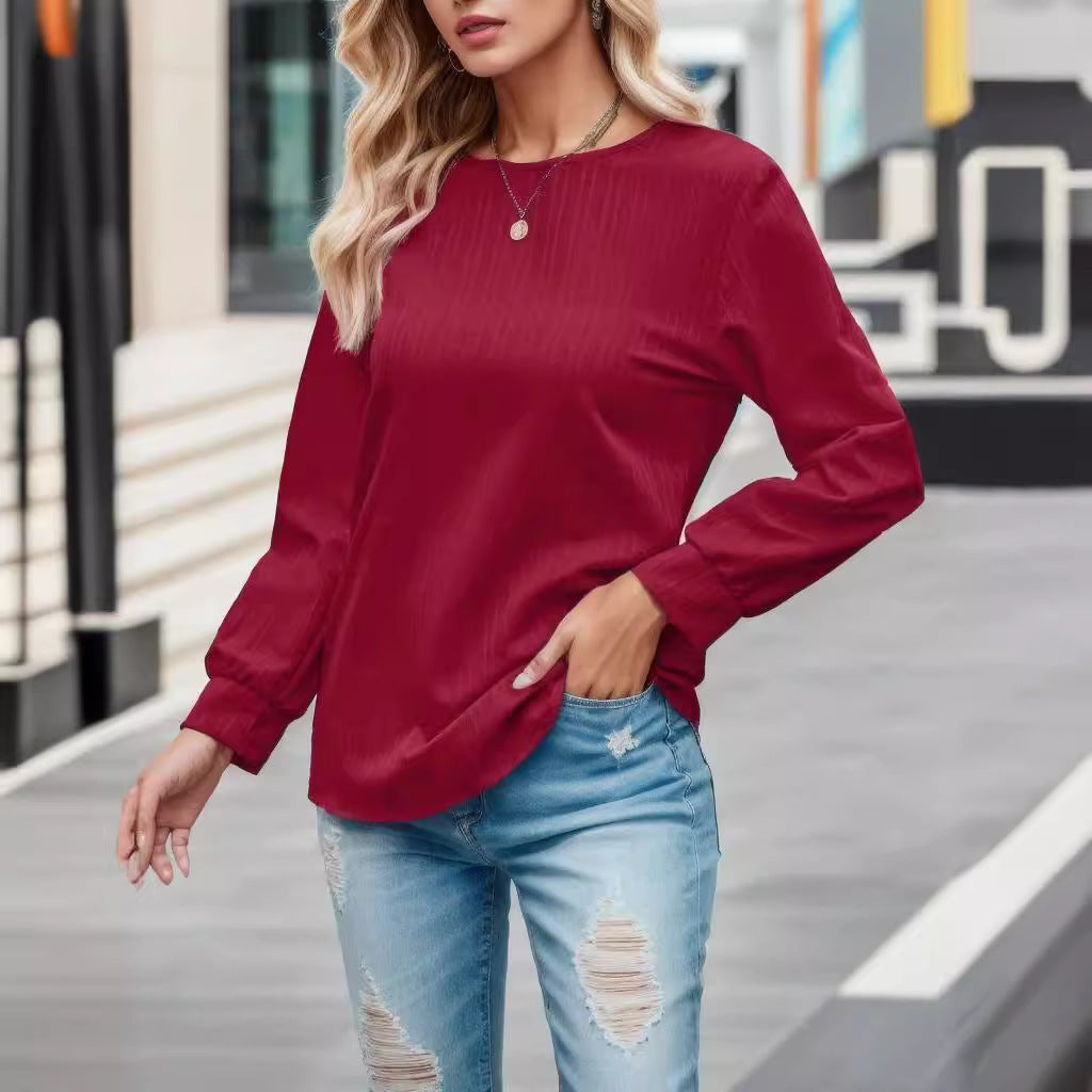Damer elegant blus med puffärmar och fin randstruktur Mirla-Eva Jonsson