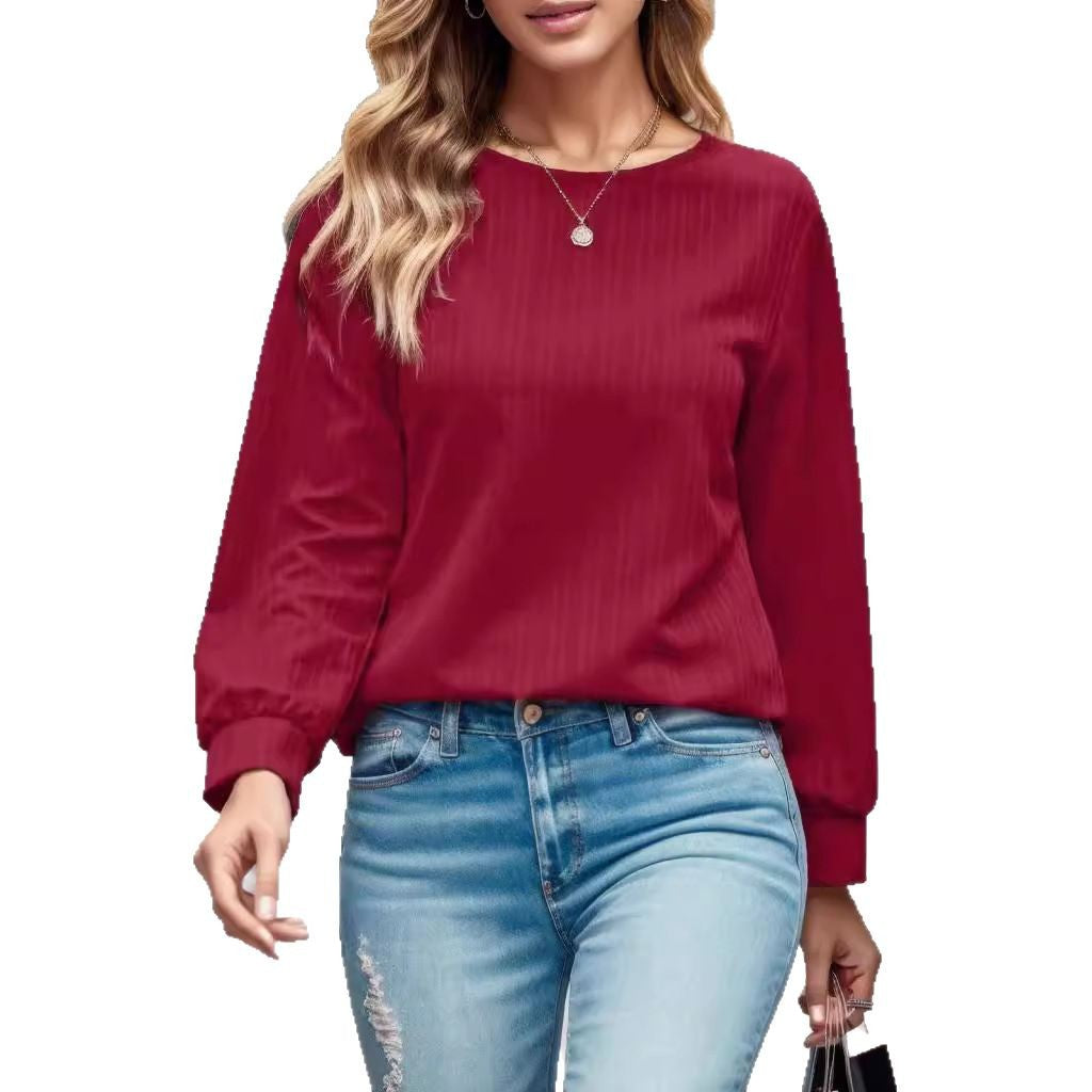 Damer elegant blus med puffärmar och fin randstruktur Mirla-Eva Jonsson
