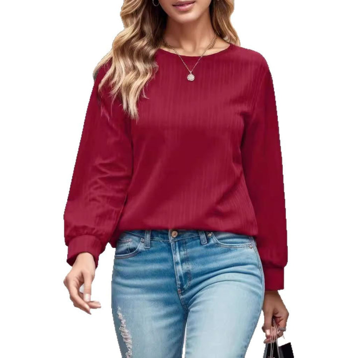 Damer elegant blus med puffärmar och fin randstruktur Mirla-Eva Jonsson