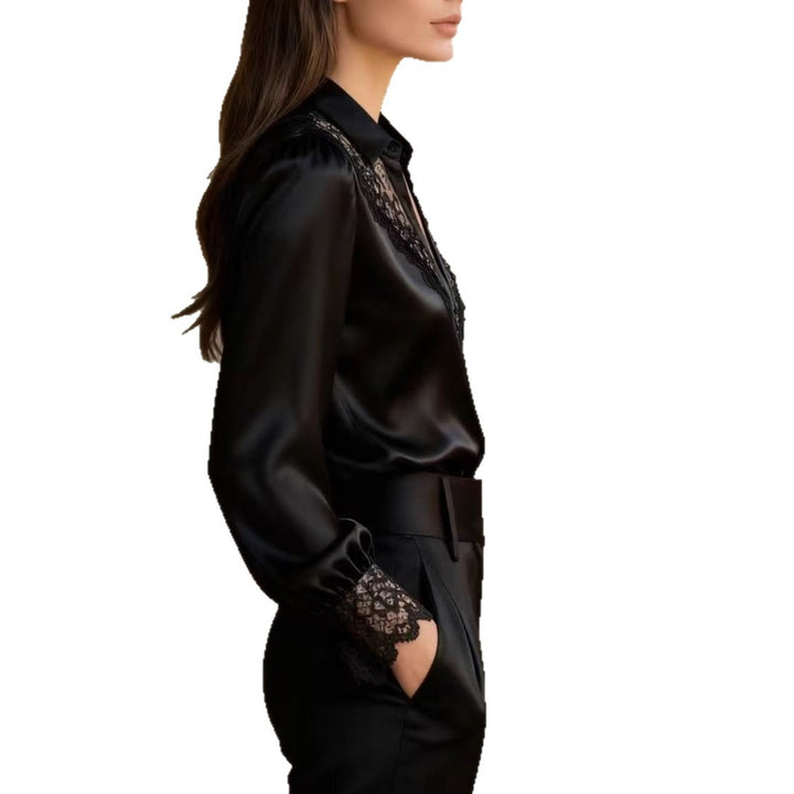 Damer elegant blus med romantiska spetsdetaljer Mirla-Eva Jonsson