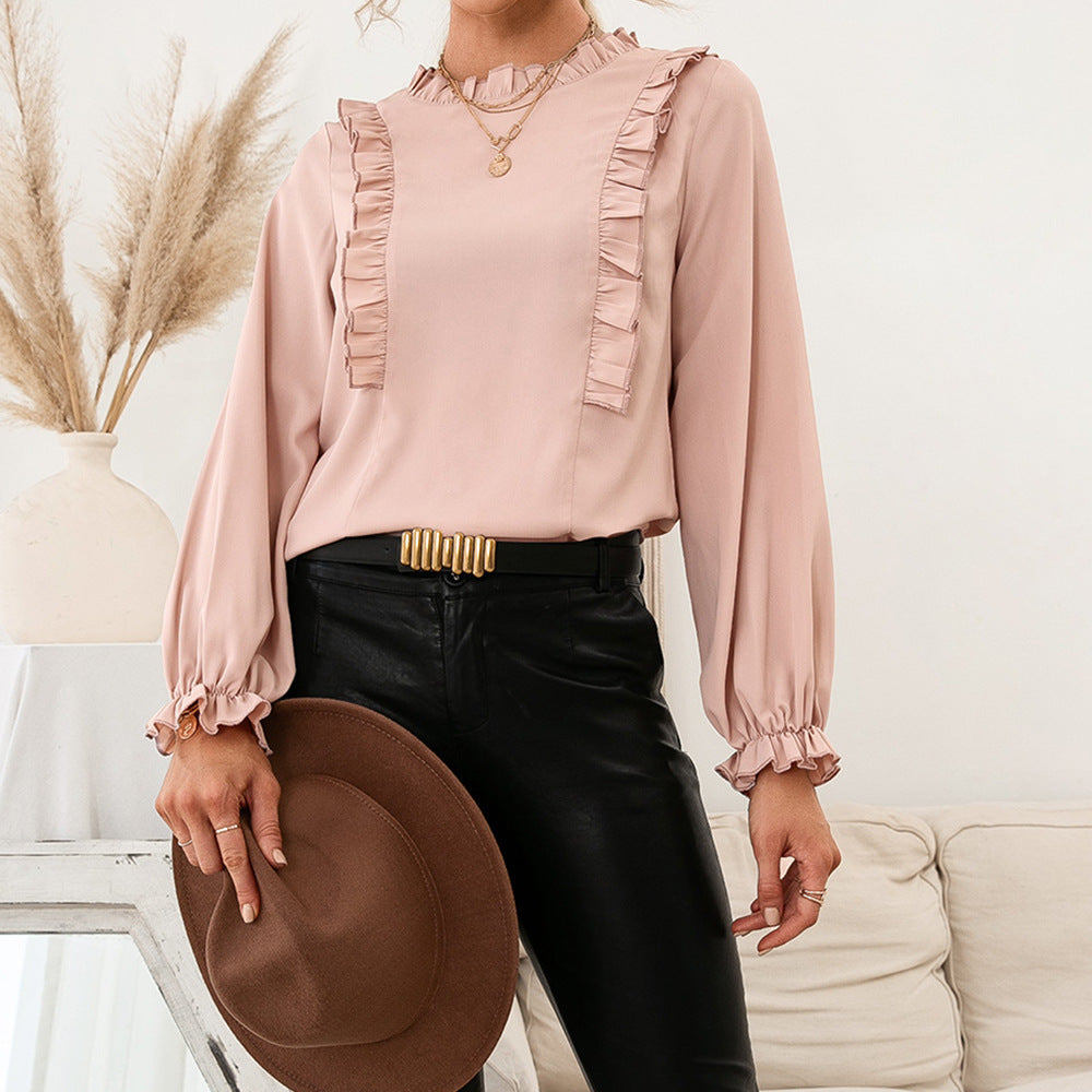 Damer elegant blus med rynkdetaljer och lösa ärmar Eva Jonsson-Eva Jonsson