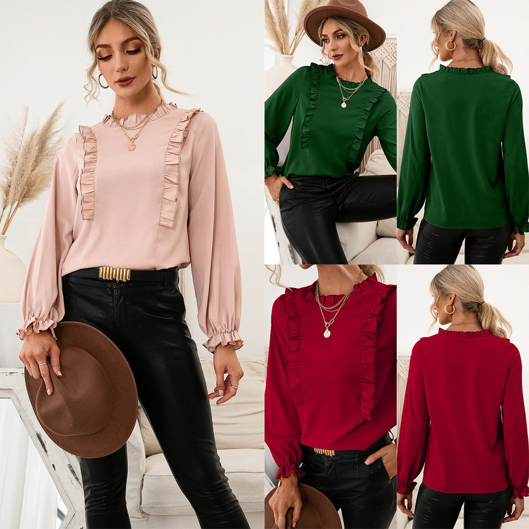 Damer elegant blus med rynkdetaljer och lösa ärmar Eva Jonsson-Eva Jonsson