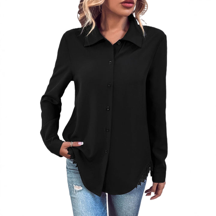 Damer elegant blus med spets och knapplist Mirla-Eva Jonsson