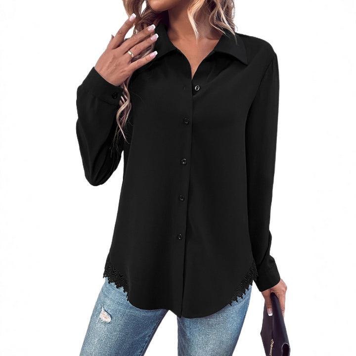 Damer elegant blus med spets och knapplist Mirla-Eva Jonsson