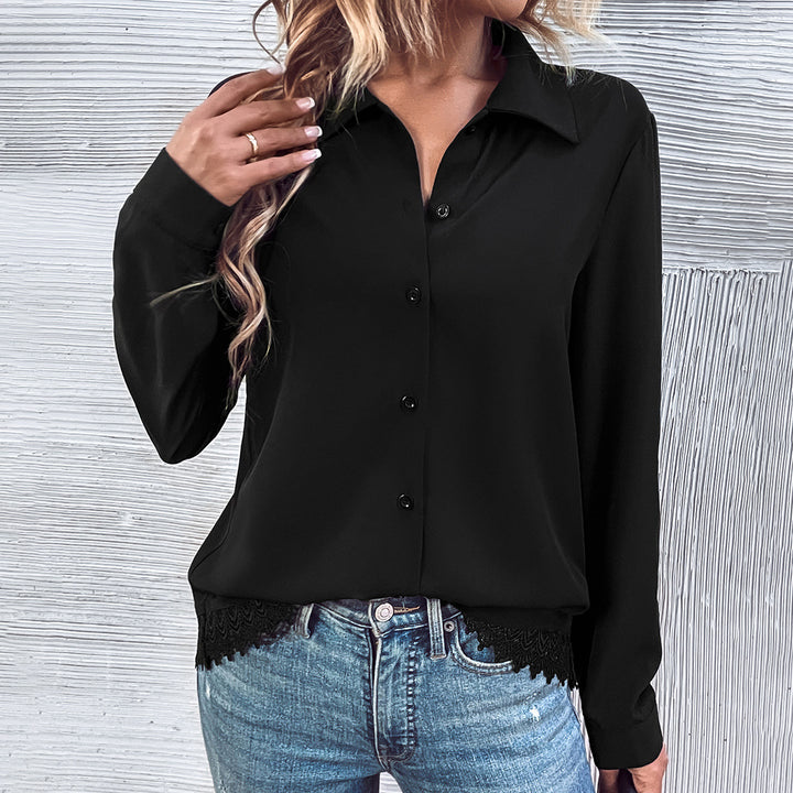 Damer elegant blus med spets och knapplist Mirla-Eva Jonsson