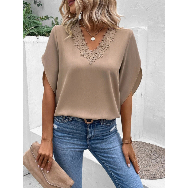 Damer elegant blus med spetsdetaljer Eva Jonsson-Eva Jonsson