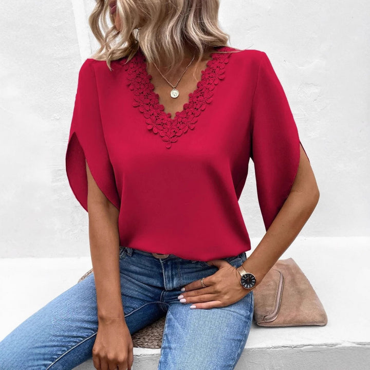 Damer elegant blus med spetsdetaljer Eva Jonsson-Eva Jonsson