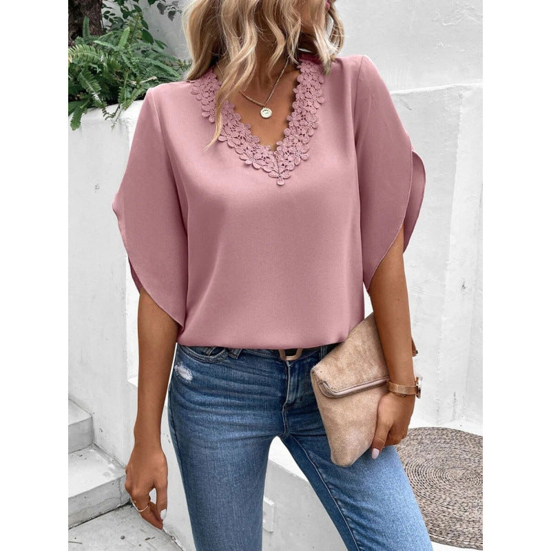 Damer elegant blus med spetsdetaljer Eva Jonsson-Eva Jonsson