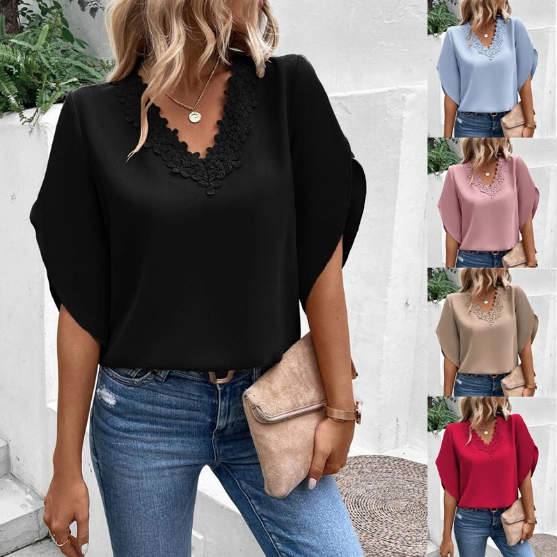Damer elegant blus med spetsdetaljer Eva Jonsson-Eva Jonsson