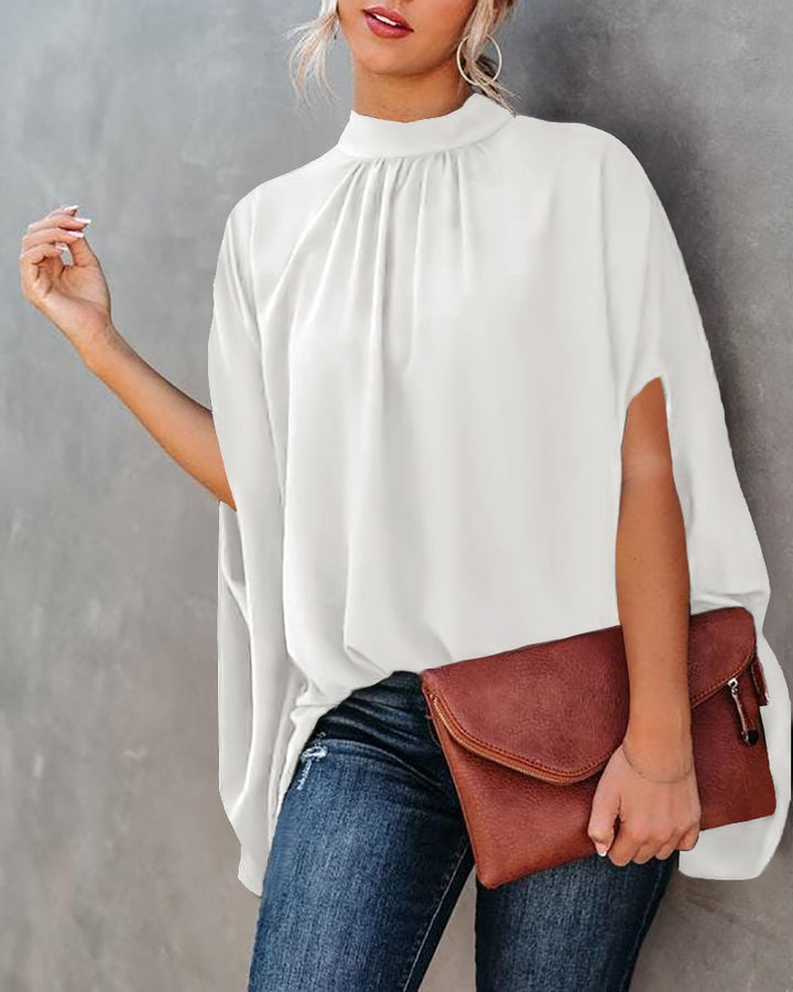 Damer elegant blus med ståkrage och flödande ärmar Mirla-Eva Jonsson