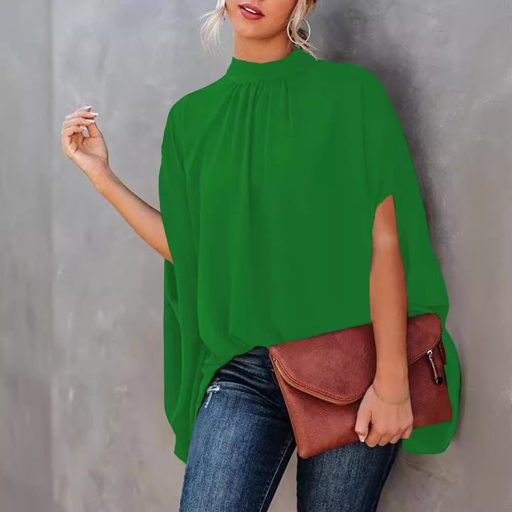 Damer elegant blus med ståkrage och flödande ärmar Mirla-Eva Jonsson