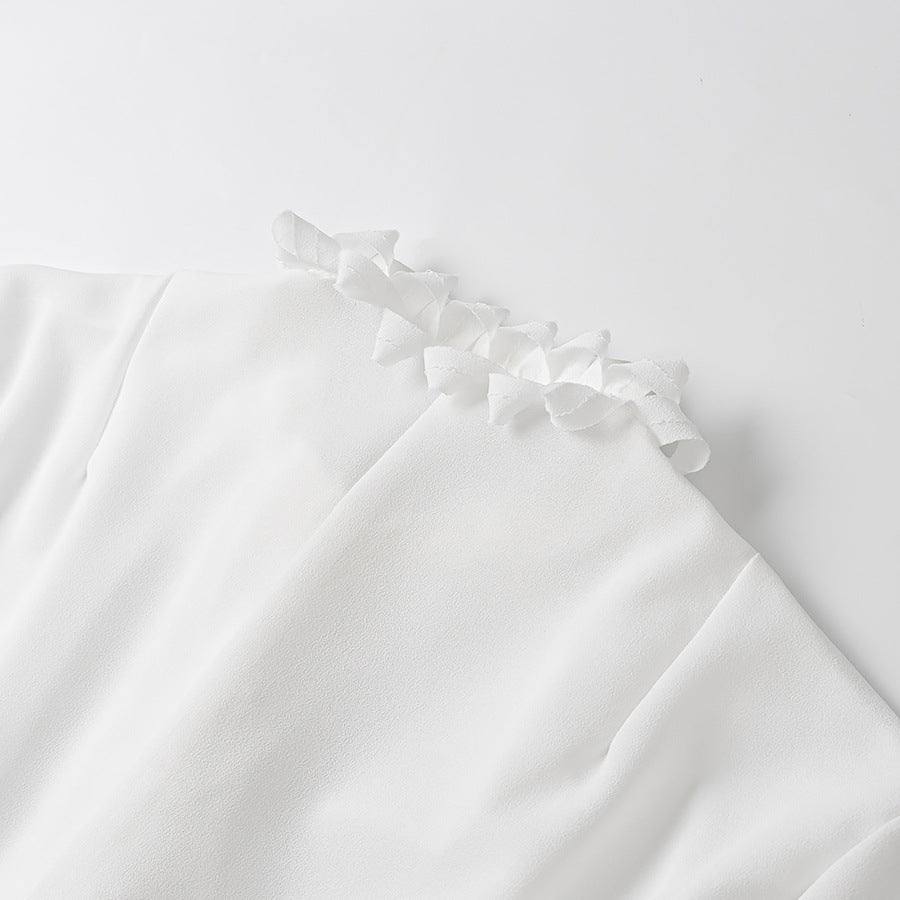 Damer elegant blus med volangdetaljer Mirla-Eva Jonsson