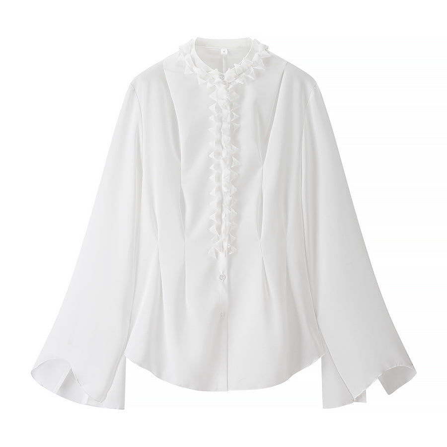 Damer elegant blus med volangdetaljer Mirla-Eva Jonsson