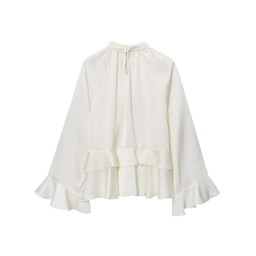 Damer elegant blus med volangdetaljer Mirla-Eva Jonsson