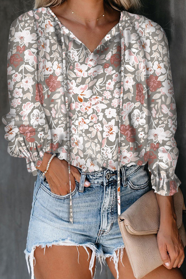 Damer elegant blus med volangdetaljer och leopardmönster Mirla-Eva Jonsson