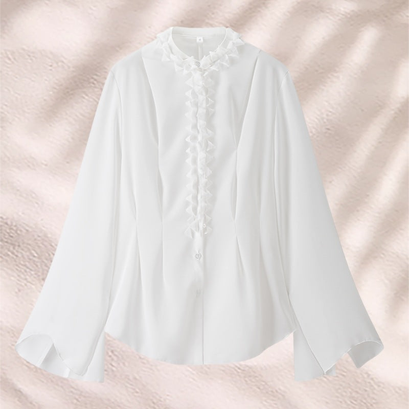 Damer elegant blus med volangkrage och vida ärmar Mirla-Eva Jonsson