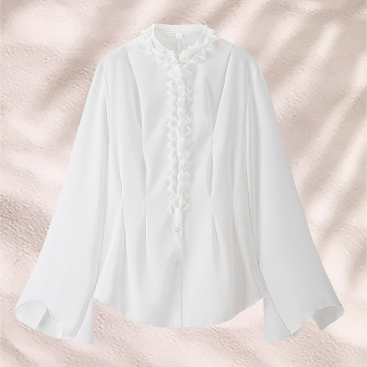Damer elegant blus med volangkrage och vida ärmar Mirla-Eva Jonsson