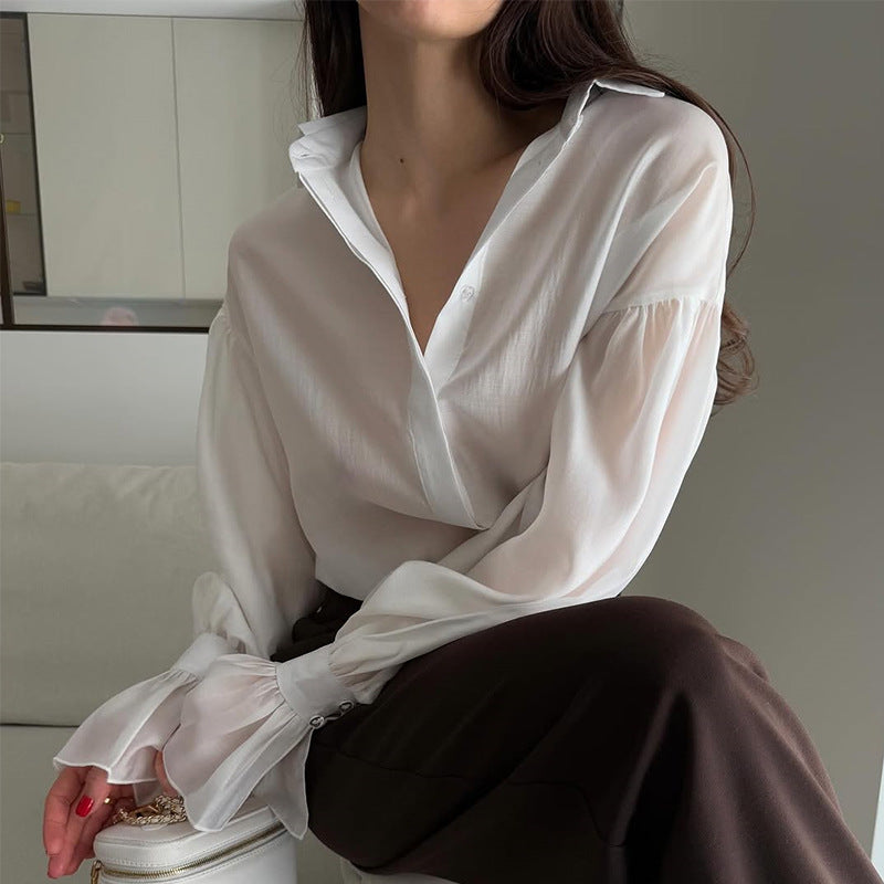 Damer elegant blus med voluminösa ärmar Mirla-Eva Jonsson