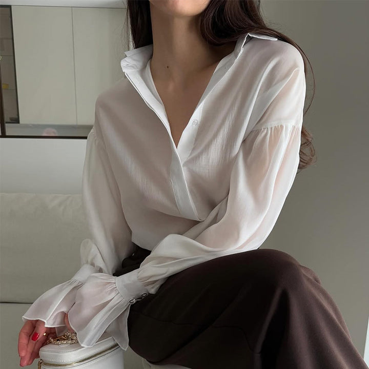 Damer elegant blus med voluminösa ärmar Mirla-Eva Jonsson