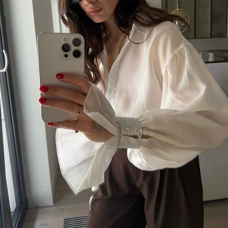 Damer elegant blus med voluminösa ärmar Mirla-Eva Jonsson