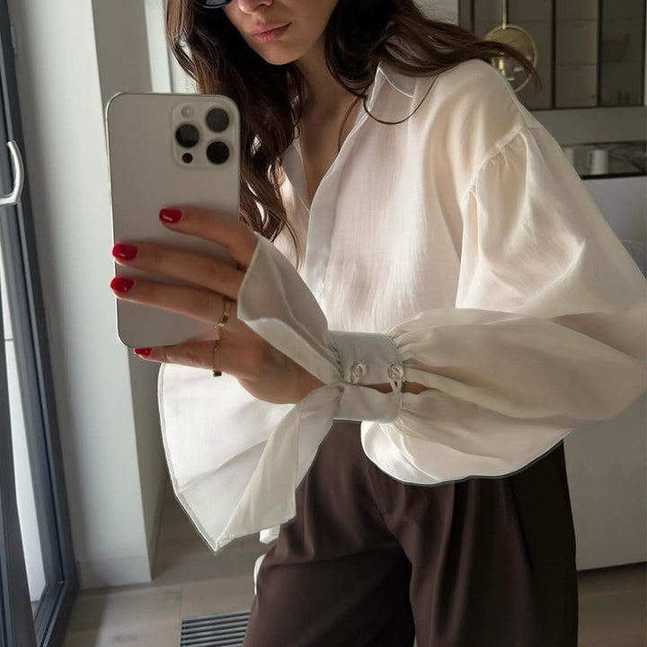 Damer elegant blus med voluminösa ärmar Mirla-Eva Jonsson