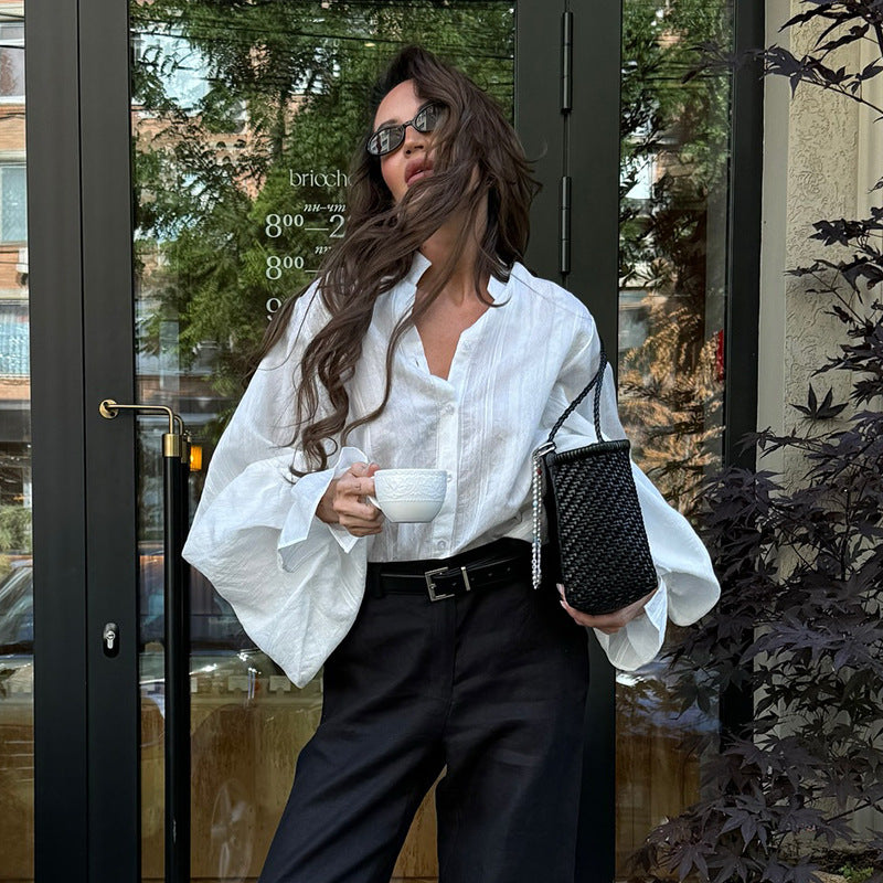 Damer elegant blus med voluminösa ärmar Mirla-Eva Jonsson